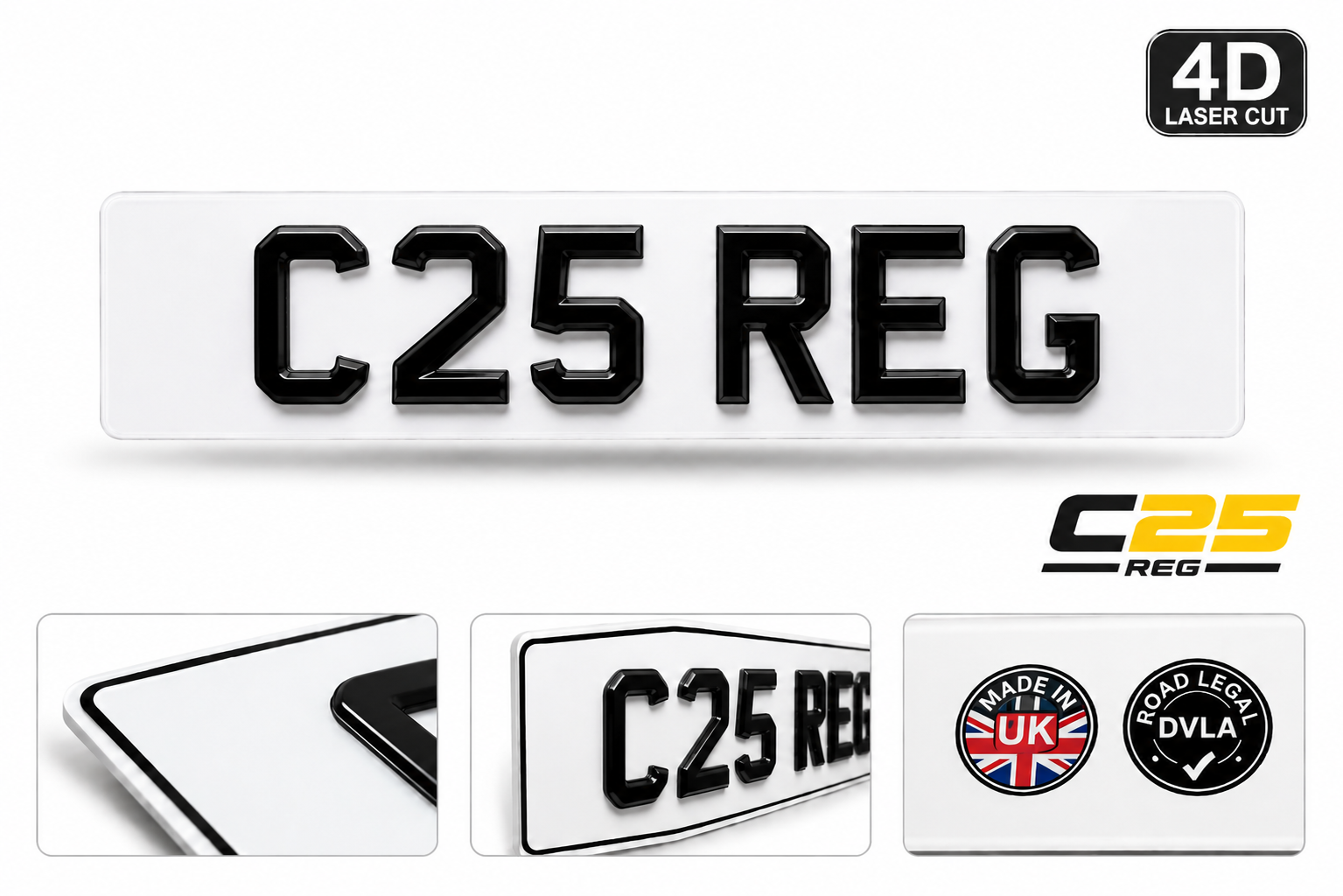 4D ACRYLIC CAR NUMBER PLATES – UK ROAD LEGAL