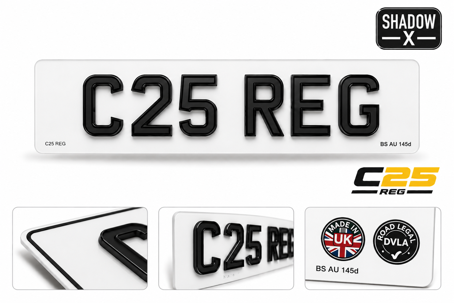 SHADOW X CAR NUMBER PLATES – UK ROAD LEGAL